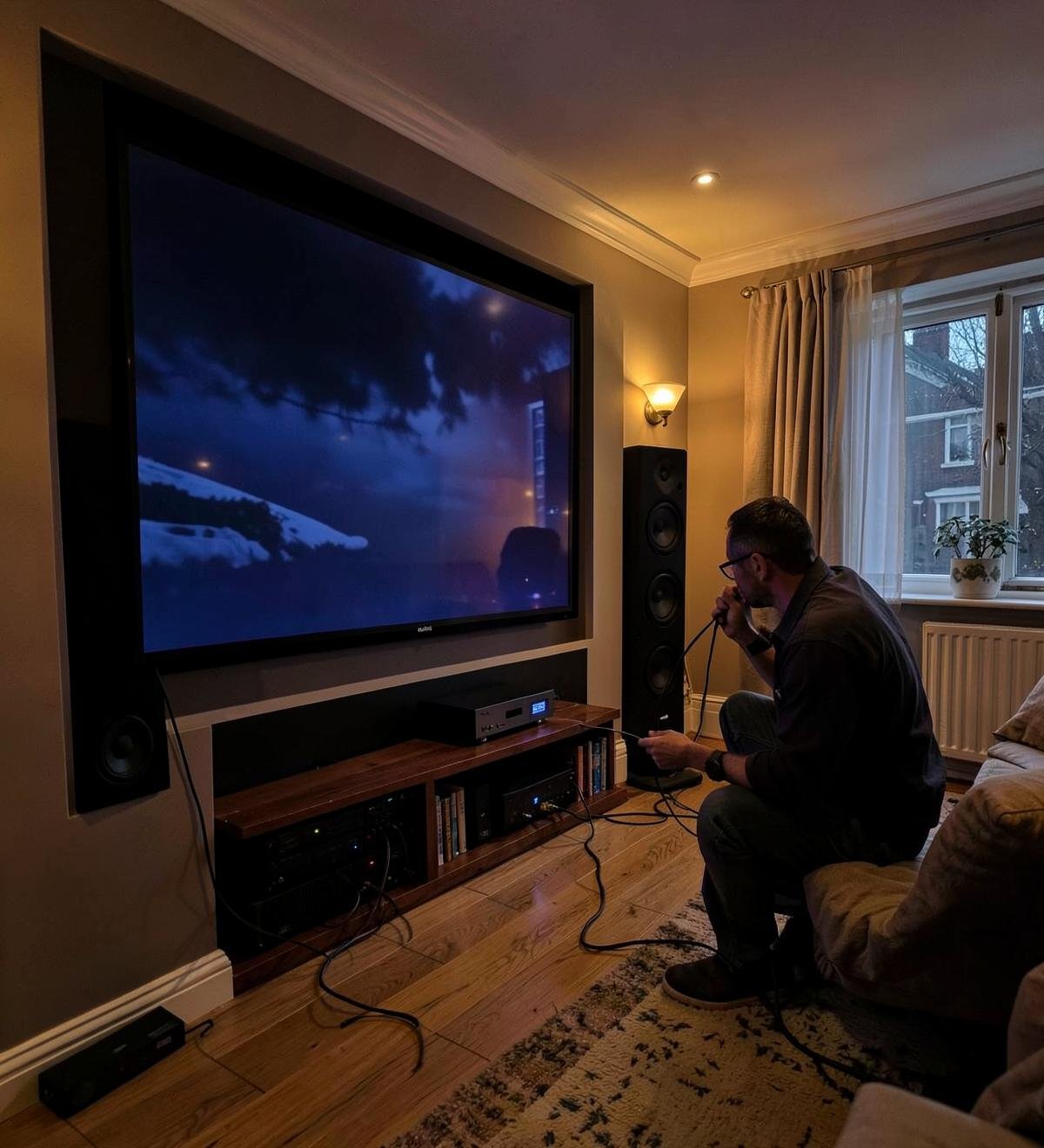 Home cinema system being installed in a Kent living room
